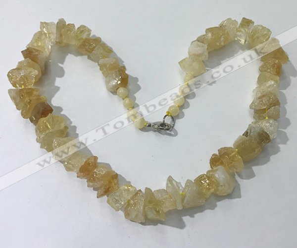 CGN159 18.5 inches 12*16mm - 13*18mm nuggets citrine necklaces