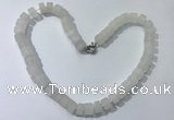 CGN170 20 inches 7*12mm - 9*12mm tyre matte white crystal necklaces