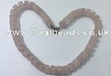 CGN171 20 inches 7*12mm - 9*12mm tyre matte rose quartz necklaces