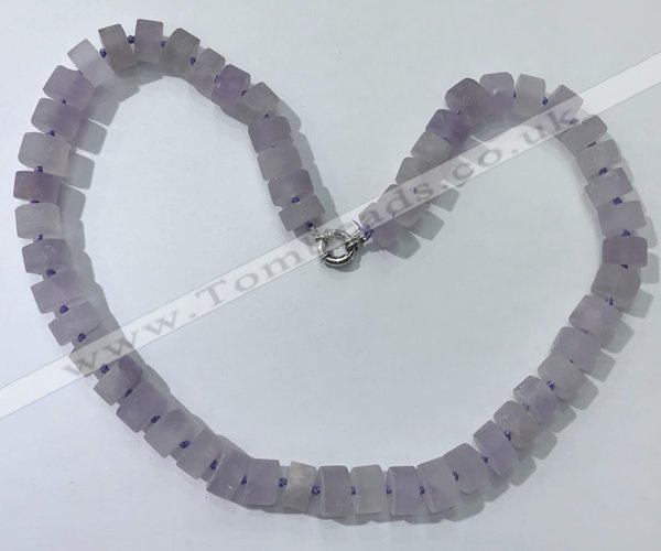 CGN172 20 inches 7*12mm - 9*12mm tyre matte light amethyst necklaces