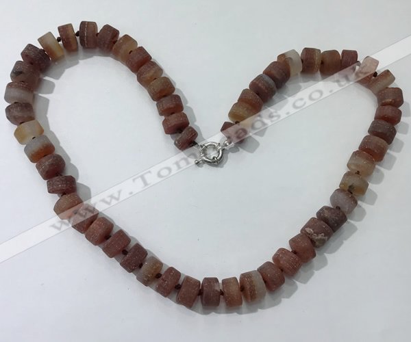 CGN177 20 inches 7*12mm - 9*12mm tyre matte red agate necklaces