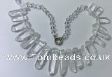 CGN185 23 inches 8*20mm - 11*60mm white crystal stick necklaces