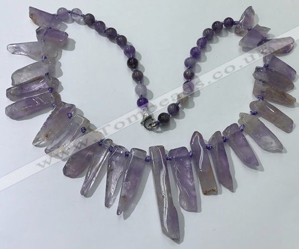 CGN187 23 inches 8*20mm - 11*60mm amethyst stick necklaces