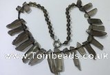 CGN188 23 inches 8*20mm - 11*60mm smoky quartz stick necklaces