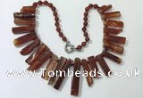 CGN191 23 inches 8*20mm - 11*60mm red agate stick necklaces