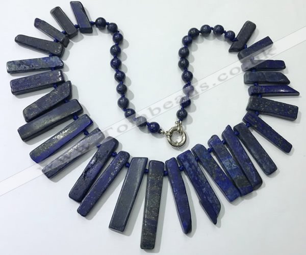 CGN193 23 inches 8*20mm - 11*60mm lapis lazuli stick necklaces