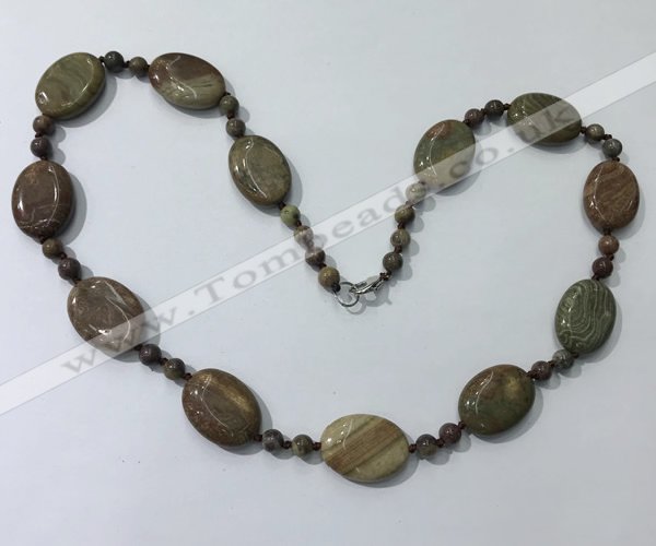 CGN206 22 inches 6mm round & 18*25mm oval jasper necklaces