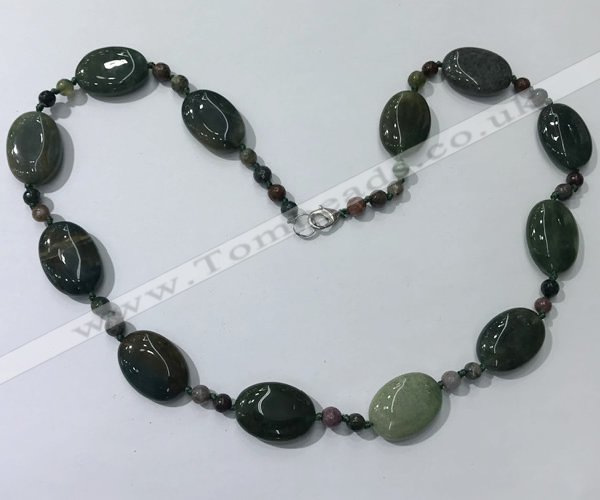 CGN207 22 inches 6mm faceted round & 18*25mm oval agate necklaces