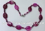 CGN217 22 inches 6mm round & 18*25mm oval agate necklaces