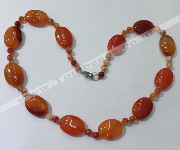 CGN218 22 inches 6mm round & 18*25mm oval agate necklaces