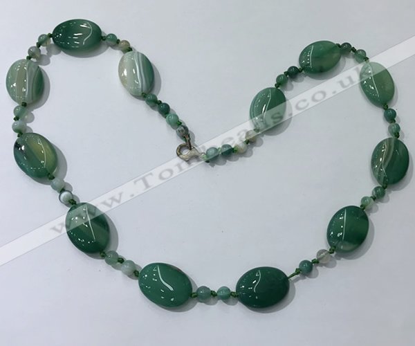 CGN221 22 inches 6mm round & 18*25mm oval agate necklaces