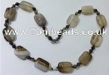 CGN231 22 inches 6mm round & 18*25mm rectangle agate necklaces