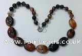 CGN252 20.5 inches 8mm round & 18*25mm oval agate necklaces