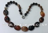 CGN252 20.5 inches 8mm round & 18*25mm oval agate necklaces
