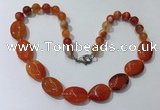 CGN254 20.5 inches 8mm round & 18*25mm oval agate necklaces