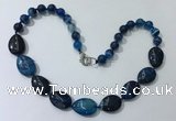 CGN261 20.5 inches 8mm round & 18*25mm flat teardrop agate necklaces