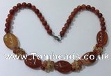 CGN275 18.5 inches 8mm round & 18*25mm oval agate beaded necklaces