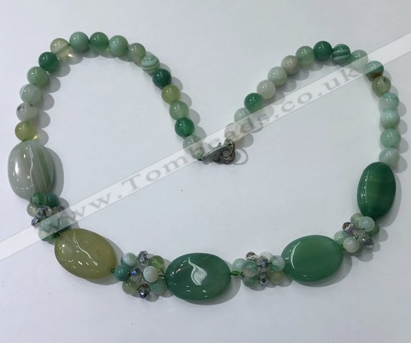 CGN277 18.5 inches 8mm round & 18*25mm oval agate beaded necklaces