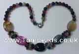 CGN279 18.5 inches 8mm round & 18*25mm oval agate beaded necklaces