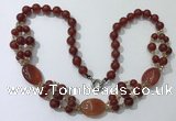 CGN293 24.5 inches chinese crystal & red agate beaded necklaces