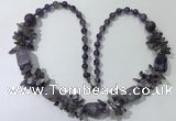 CGN301 27.5 inches chinese crystal & amethyst beaded necklaces