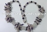 CGN302 27.5 inches chinese crystal & mixed quartz beaded necklaces