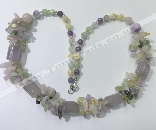 CGN303 27.5 inches chinese crystal & mixed quartz beaded necklaces