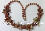 CGN306 27.5 inches chinese crystal & red agate beaded necklaces