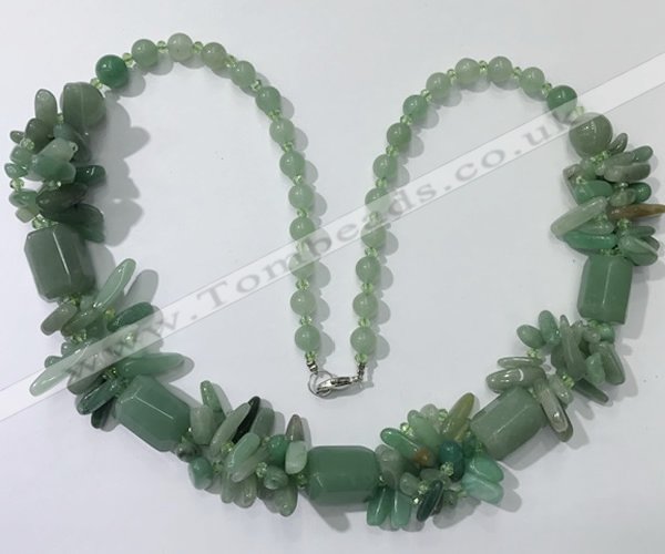 CGN312 27.5 inches chinese crystal & green aventurine beaded necklaces