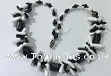 CGN317 chinese crystal, white porcelain & black agate beaded necklaces