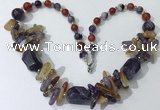 CGN331 20.5 inches chinese crystal & mixed gemstone beaded necklaces