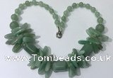 CGN336 20.5 inches chinese crystal & green aventurine beaded necklaces