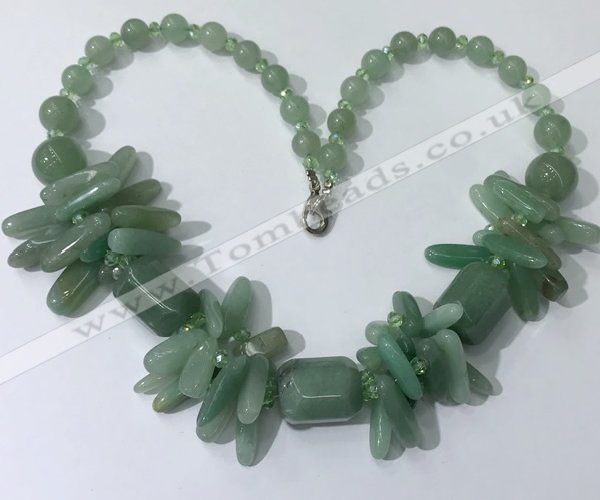 CGN336 20.5 inches chinese crystal & green aventurine beaded necklaces