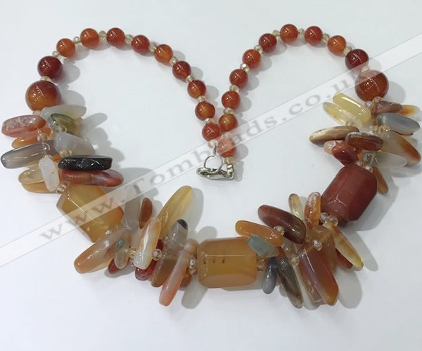 CGN338 20.5 inches chinese crystal & red agate beaded necklaces