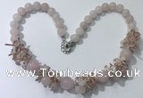 CGN350 19.5 inches chinese crystal & rose quartz beaded necklaces