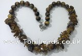 CGN362 19.5 inches chinese crystal & yellow tiger eye beaded necklaces