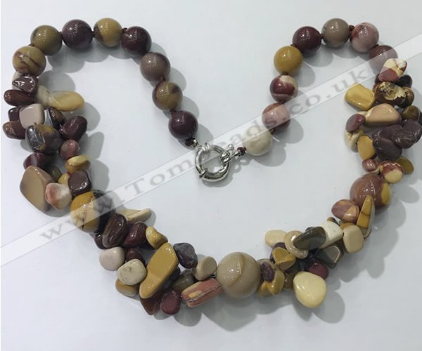 CGN374 19.5 inches round & chips mookaite beaded necklaces