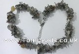 CGN409 19.5 inches chinese crystal & grey agate chips beaded necklaces