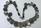 CGN431 20 inches freeform labradorite gemstone beaded necklaces