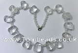 CGN440 21.5 inches freeform white crystal gemstone beaded necklaces