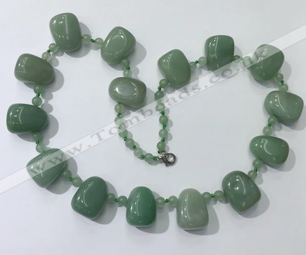 CGN442 21.5 inches freeform green aventurine beaded necklaces