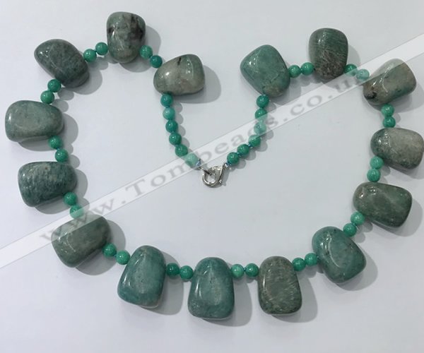 CGN443 21.5 inches freeform amazonite beaded necklaces