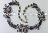 CGN451 25.5 inches chinese crystal & mixed gemstone beaded necklaces