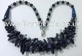 CGN465 22 inches chinese crystal & blue goldstone beaded necklaces