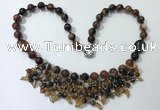 CGN476 21.5 inches chinese crystal & striped agate beaded necklaces