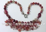 CGN479 21.5 inches chinese crystal & striped agate beaded necklaces