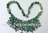 CGN485 21.5 inches chinese crystal & striped agate beaded necklaces