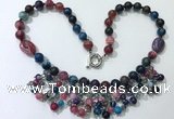 CGN486 21.5 inches chinese crystal & striped agate beaded necklaces