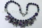 CGN487 21.5 inches chinese crystal & striped agate beaded necklaces