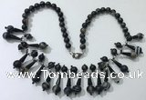 CGN497 21 inches chinese crystal & striped agate beaded necklaces